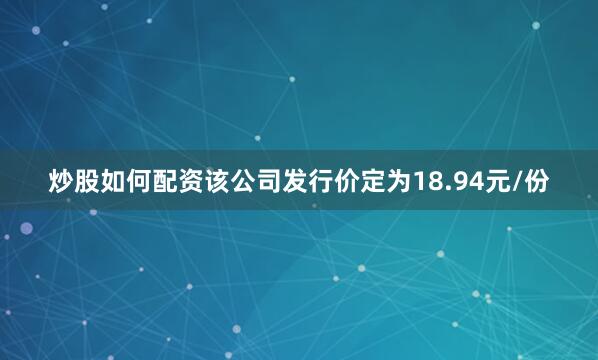 炒股如何配资该公司发行价定为18.94元/份